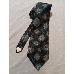 Vntg Christian Dior Monsieur Black Floral Silk Blend Necktie Made In USA